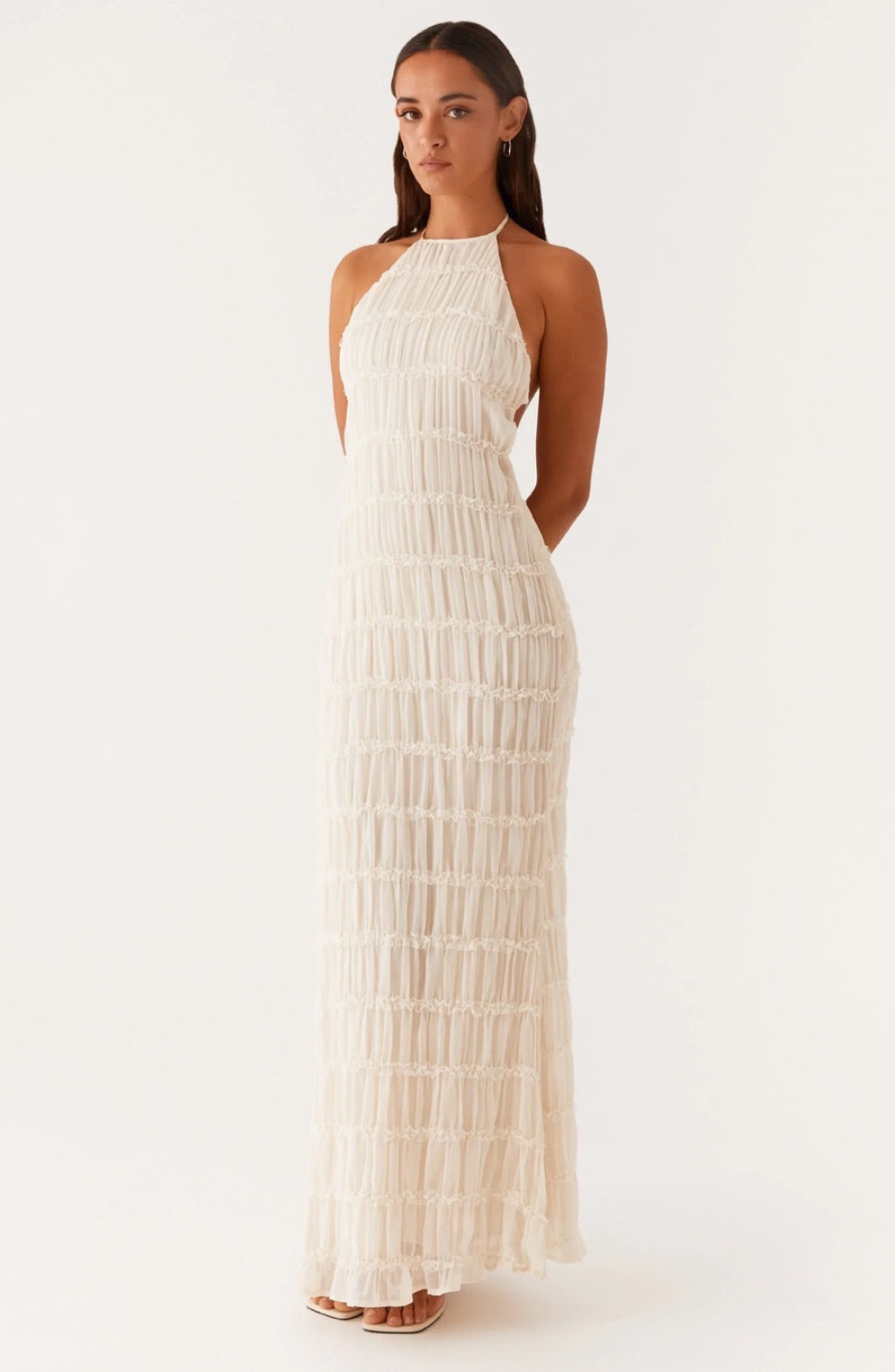 Caroline | Textured Halterneck Maxi Dress