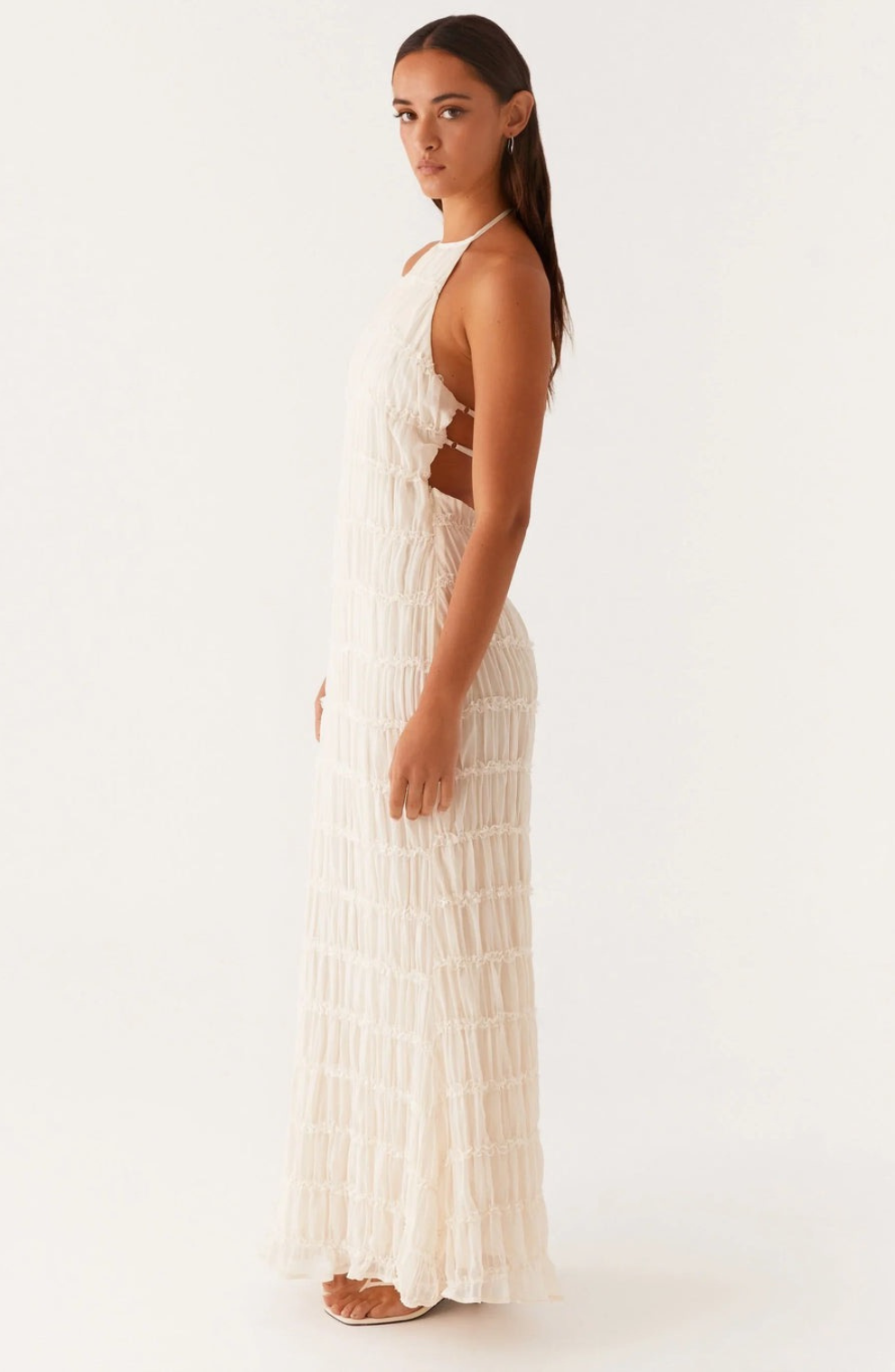 Caroline | Textured Halterneck Maxi Dress