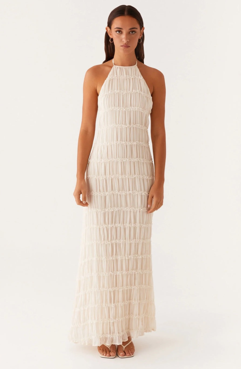 Caroline | Textured Halterneck Maxi Dress