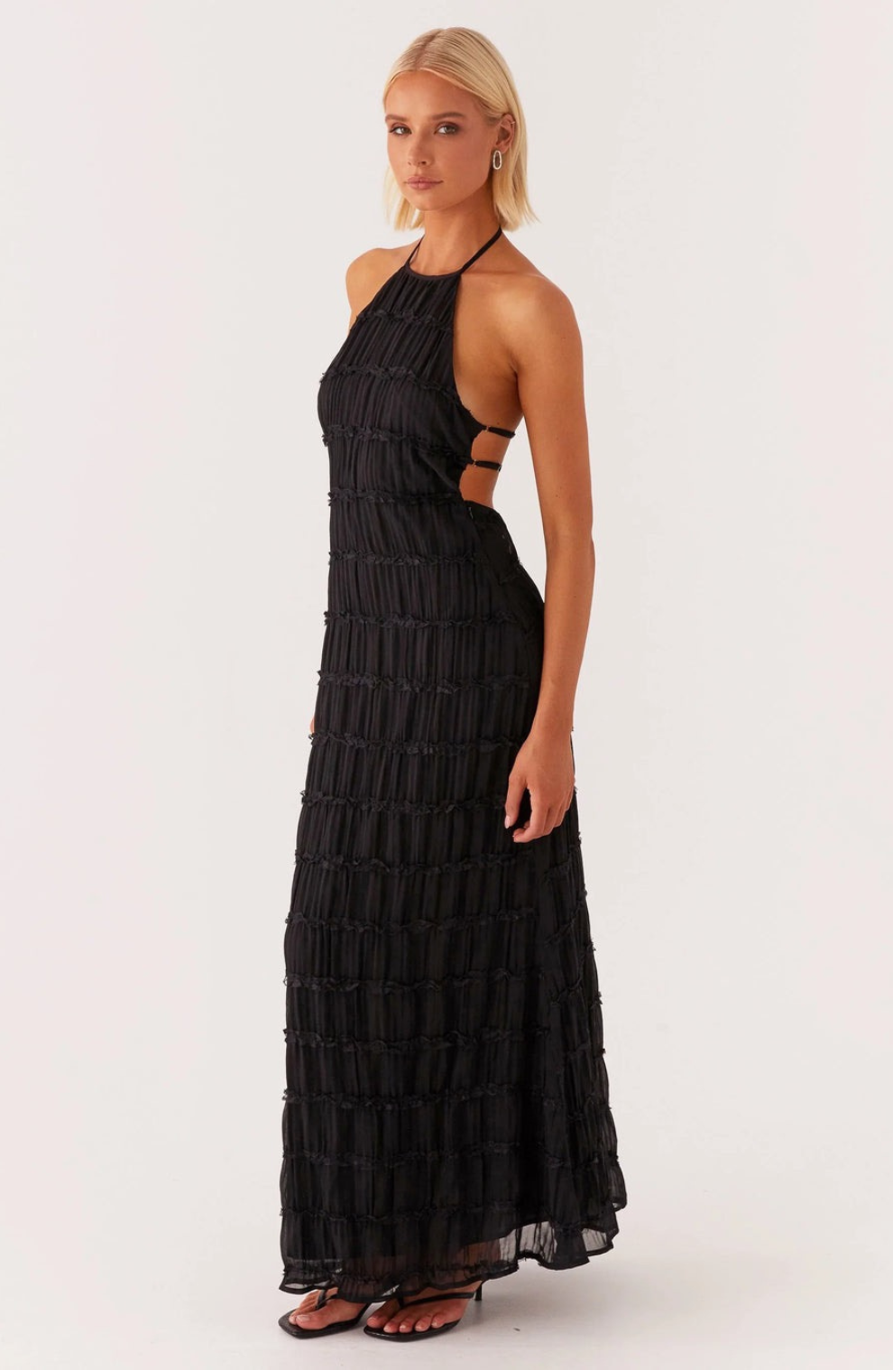 Caroline | Textured Halterneck Maxi Dress