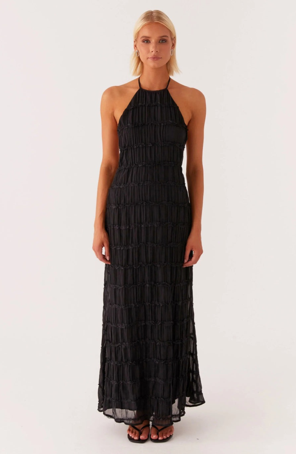 Caroline | Textured Halterneck Maxi Dress