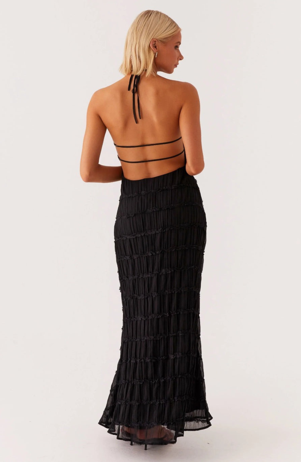 Caroline | Textured Halterneck Maxi Dress