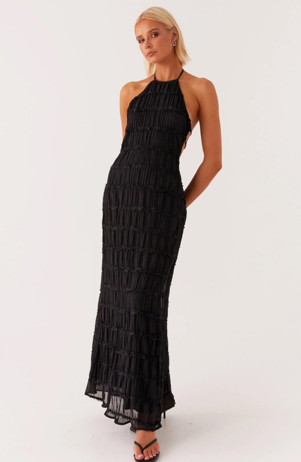 Caroline | Textured Halterneck Maxi Dress