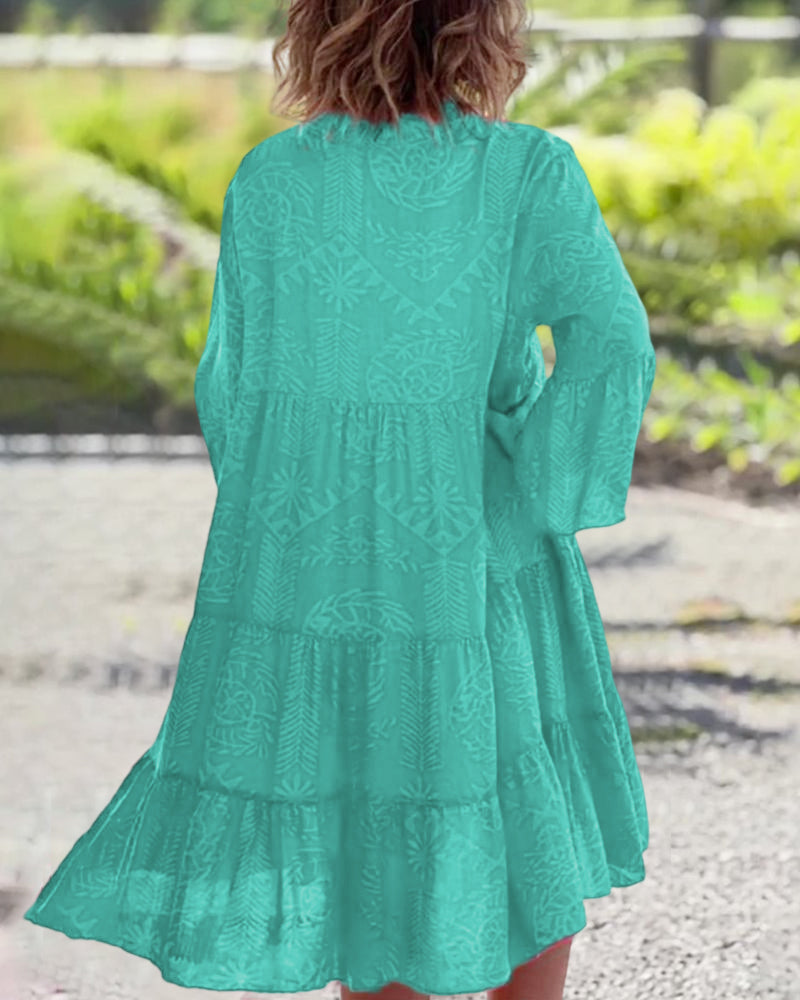 Boho Geometric Print 3/4-ärm Klänning