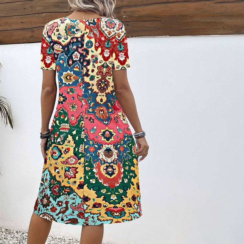 Vintage-Kleid Mit Ethno-Print