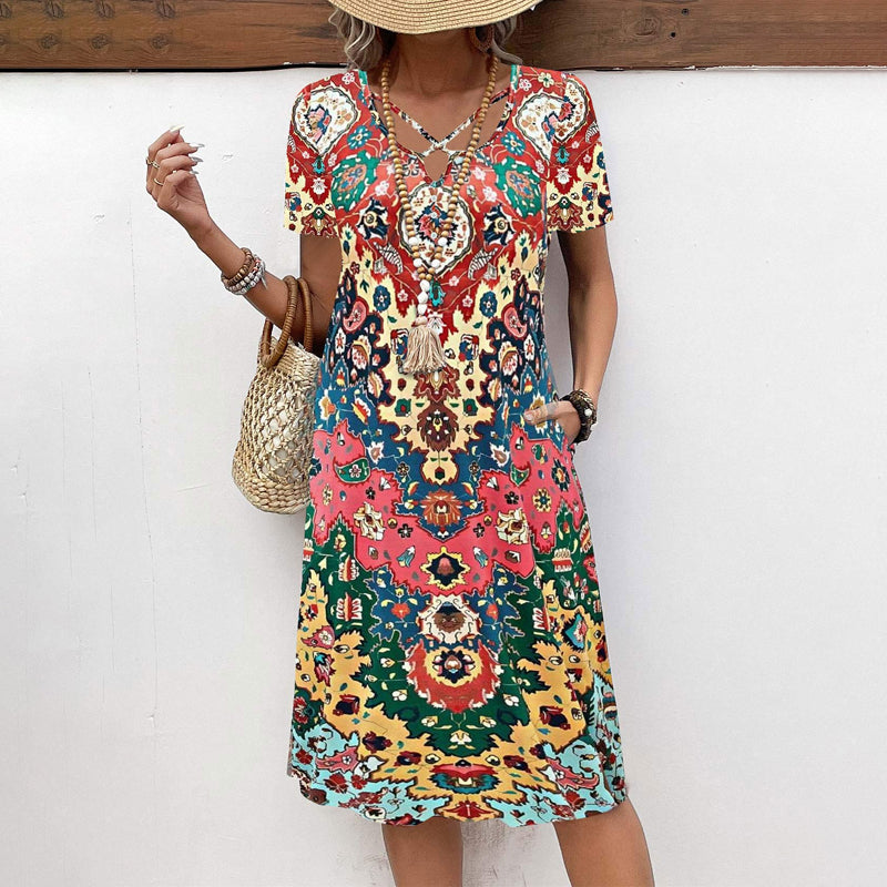 Vintage-Kleid Mit Ethno-Print