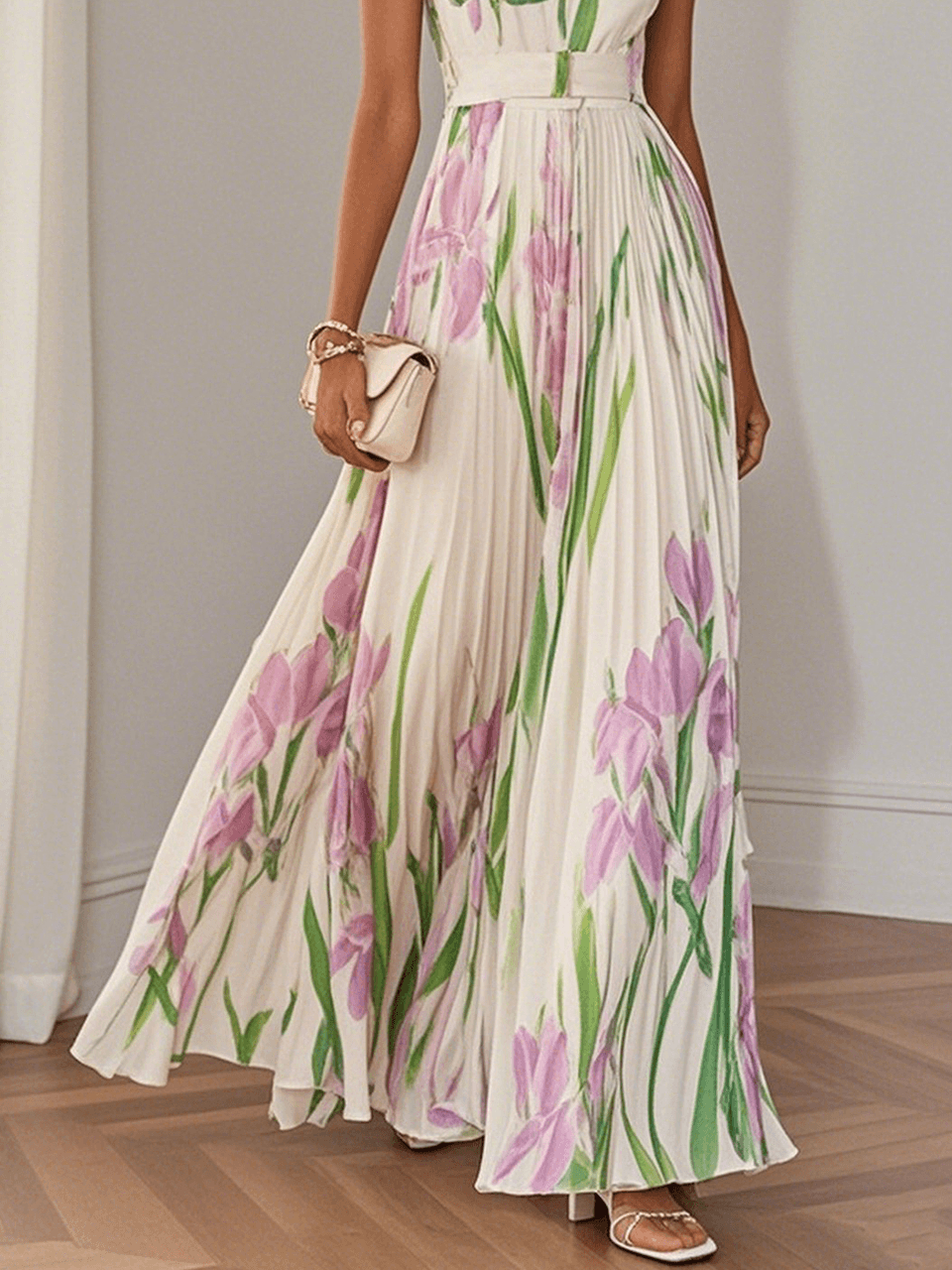 Liviana | Falten Maxi-Kleid