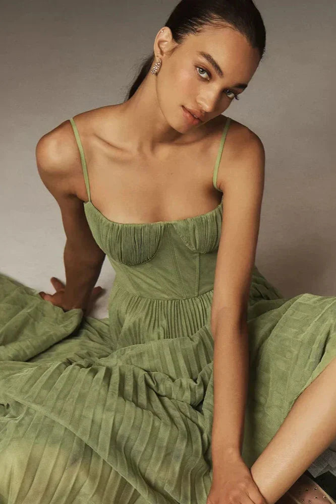 Isabella | Plissé Tulle Midi Skirt
