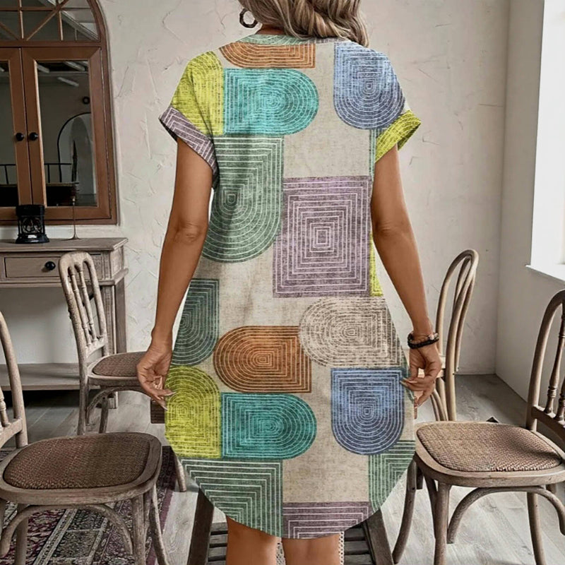 Nina™ – Vintageklänning med geometriskt tryck