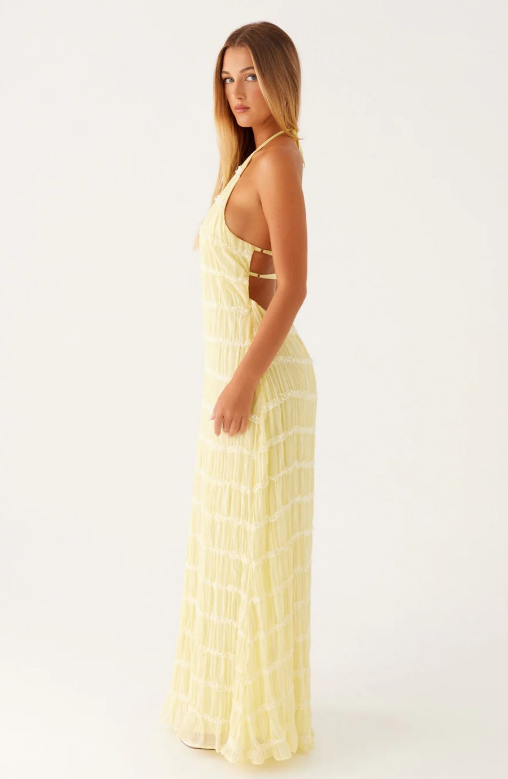 Caroline | Textured Halterneck Maxi Dress