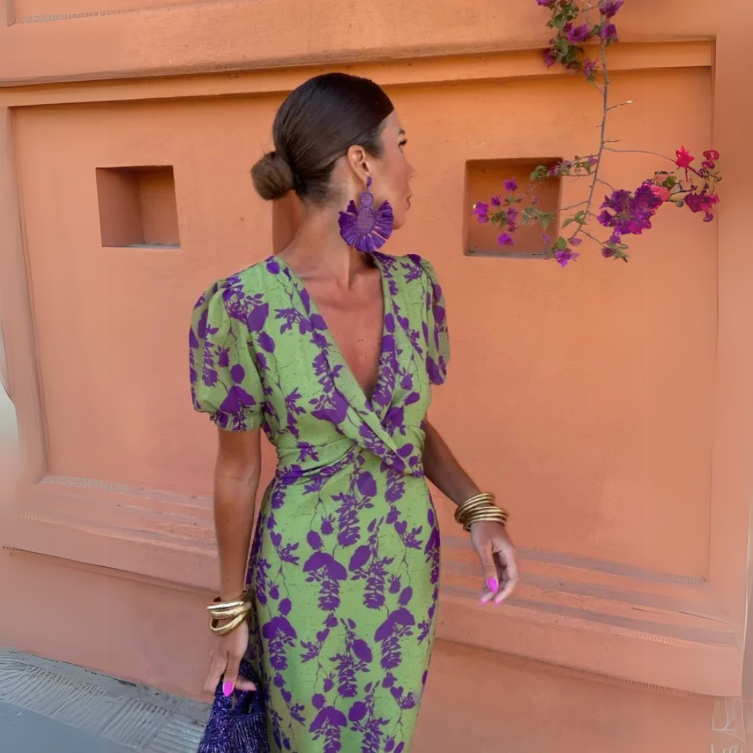 Danielle – Blommönstrad Midiklänning