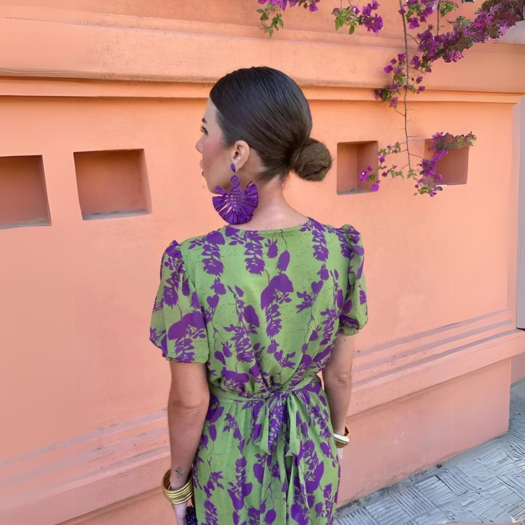 Danielle – Blommönstrad Midiklänning