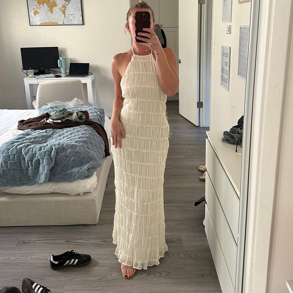 Caroline | Textured Halterneck Maxi Dress