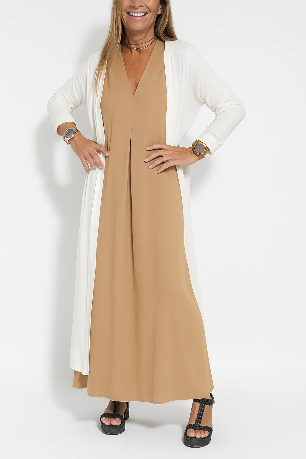 Carmela | Elegant lång klänning med matchande kofta