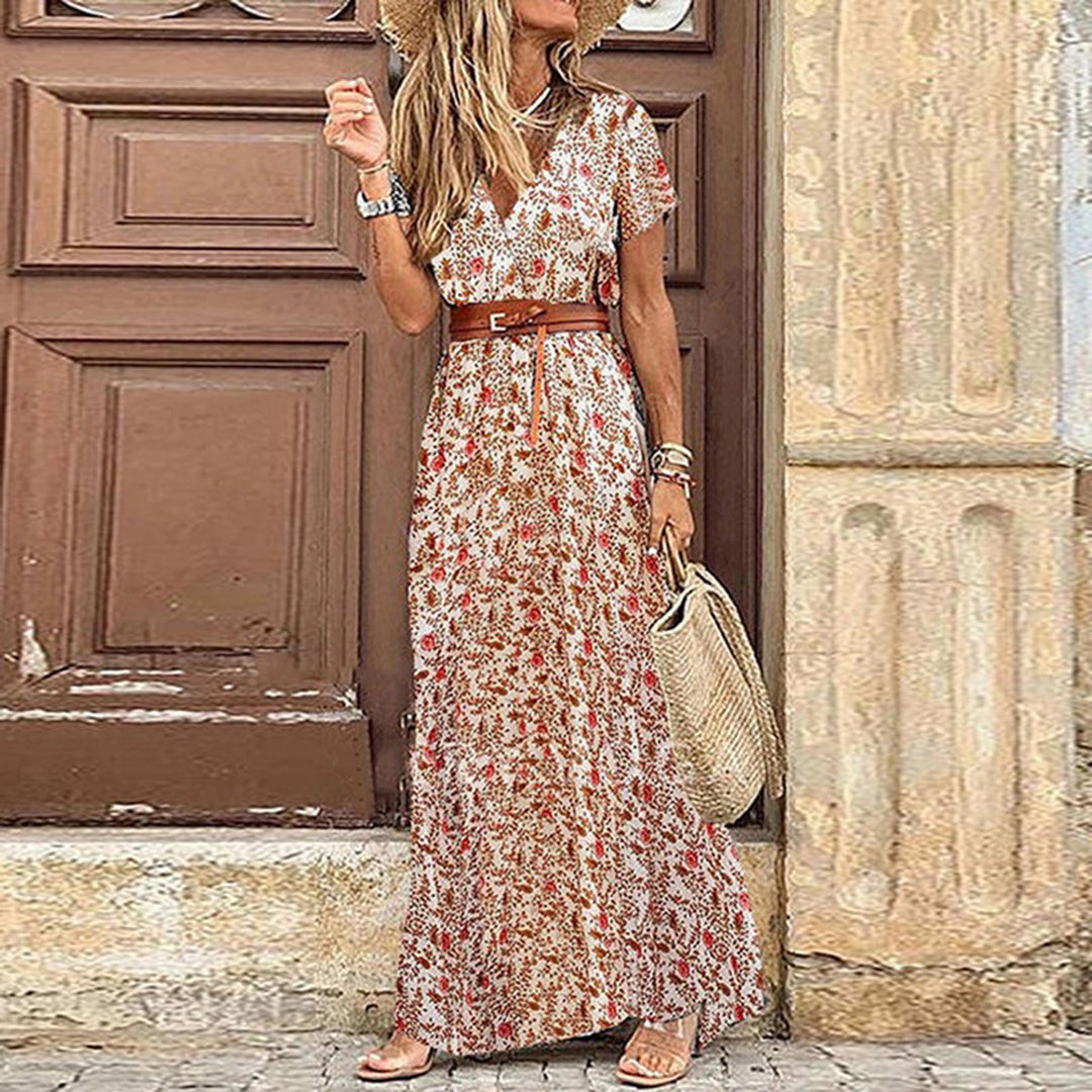 Liora | Maxi Ibiza Klänning i Bohemisk Stil + GRATIS Bälte