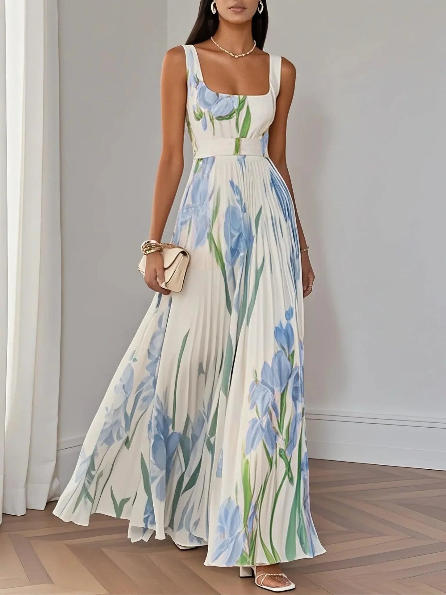 Liviana | Falten Maxi-Kleid