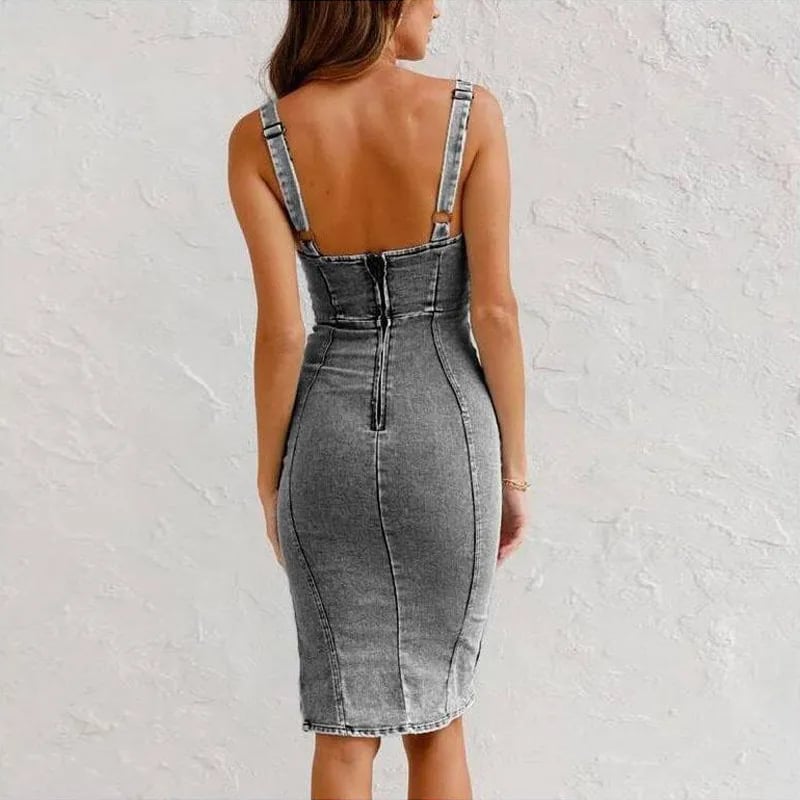 Mona | Denim Spaghetti Strap Dress