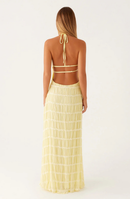 Caroline | Textured Halterneck Maxi Dress
