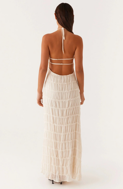 Caroline | Textured Halterneck Maxi Dress