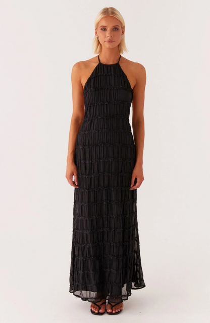 Caroline | Textured Halterneck Maxi Dress