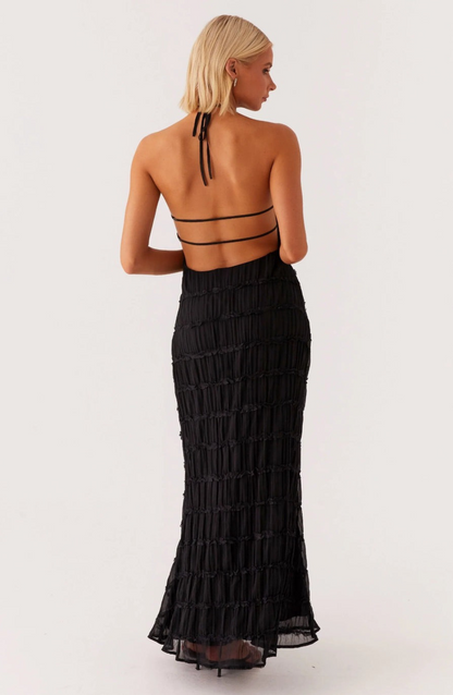 Caroline | Textured Halterneck Maxi Dress