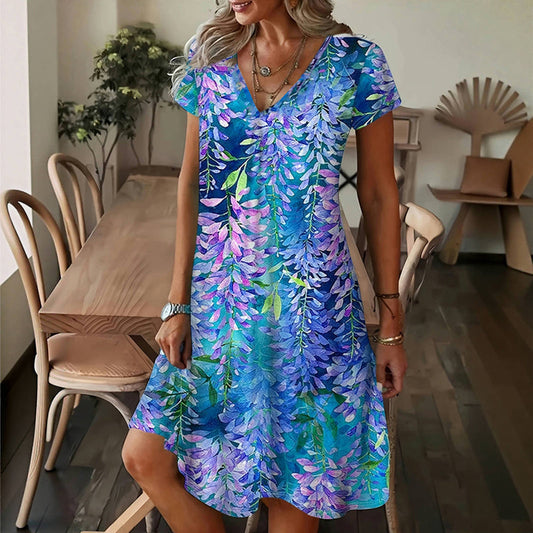 Vintage-Kleid Mit Blattdruck