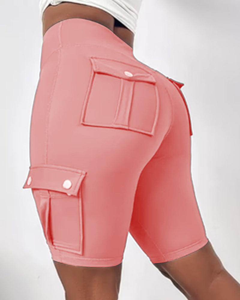 Shorts med hög midja och fickor