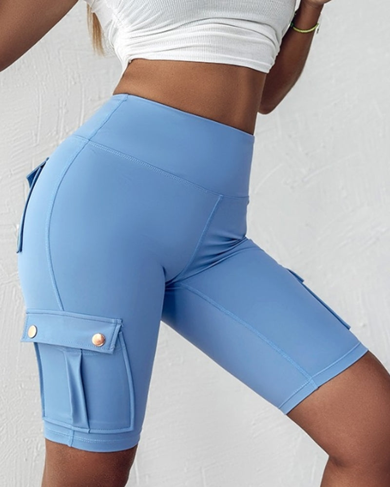 Shorts med hög midja och fickor