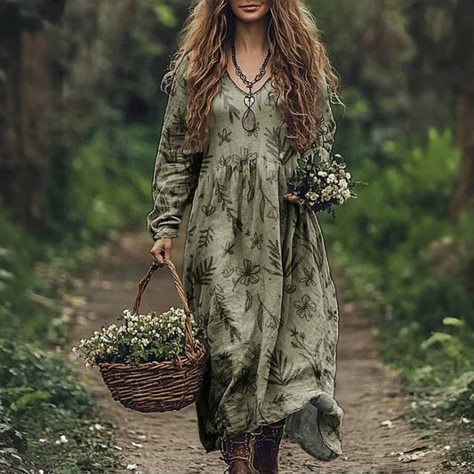 Saga™ – Vintageklänning med blomtryck