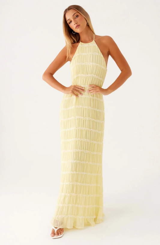 Caroline | Textured Halterneck Maxi Dress