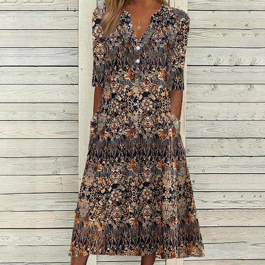 Vintage-Kleid Mit Blumendruck