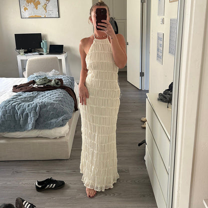 Caroline | Textured Halterneck Maxi Dress