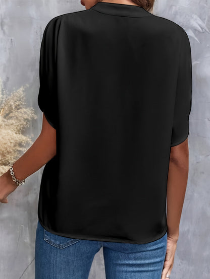 Mieke™ - Enfärgad blus med V-ringning