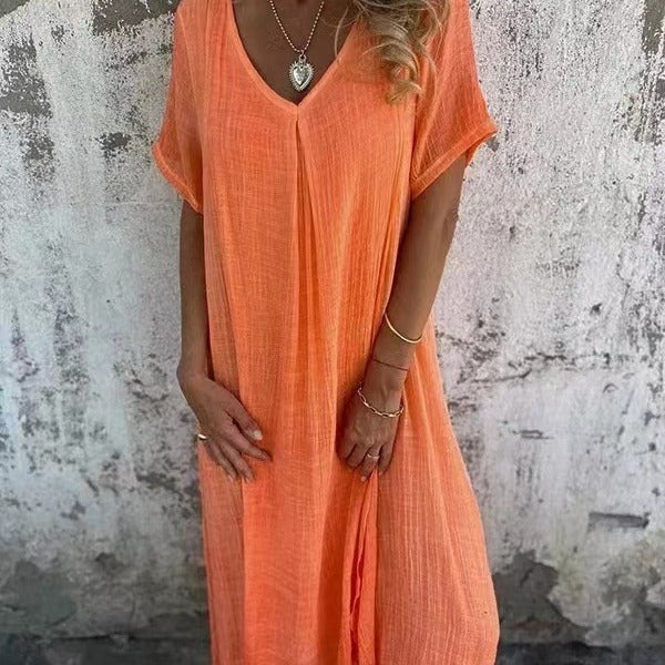 Amber | Chic V-Neck Midi Dress