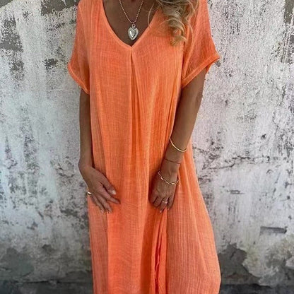 Amber | Chic V-Neck Midi Dress