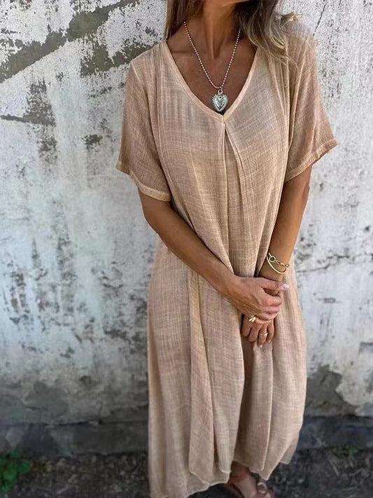 Amber | Chic V-Neck Midi Dress