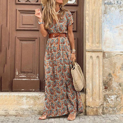 Liora | Maxi Ibiza Klänning i Bohemisk Stil + GRATIS Bälte
