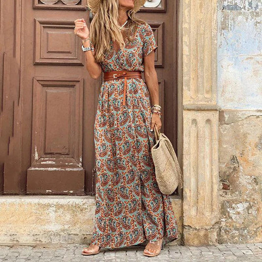 Liora | Maxi Ibiza Klänning i Bohemisk Stil + GRATIS Bälte