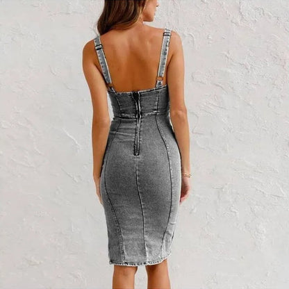 Mona | Denim Spaghetti Strap Dress