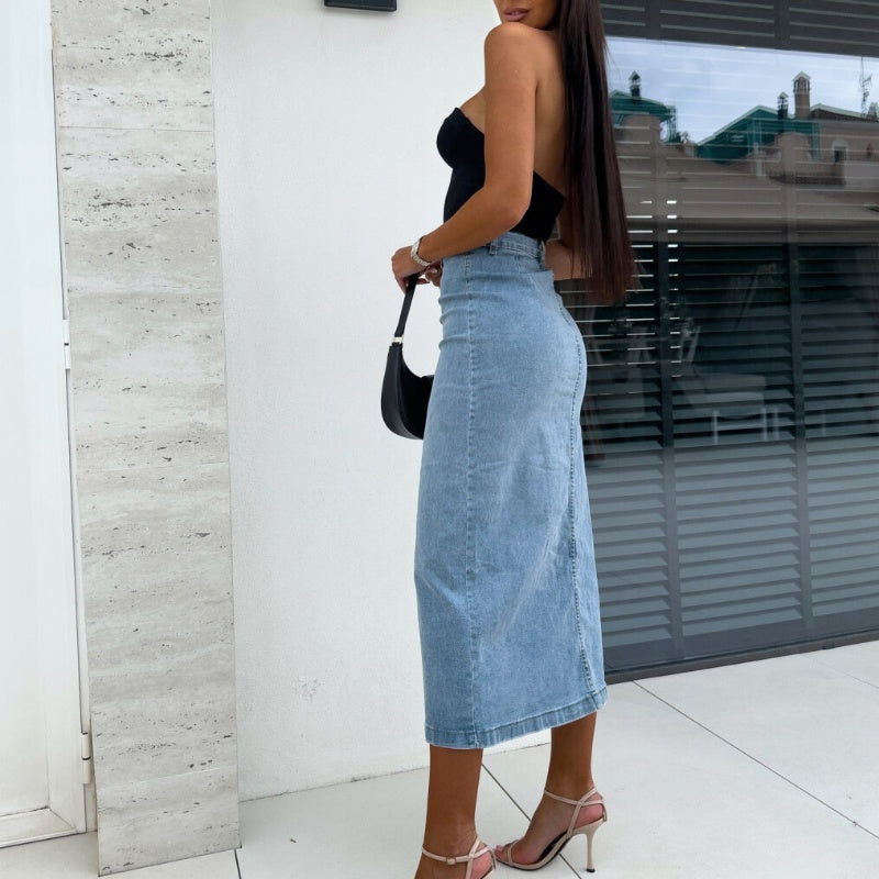 Chiara | Trendy, Figurnära Jeanskjol